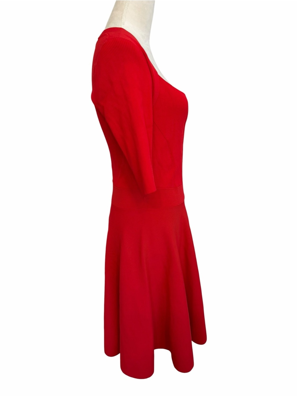 NWT Ted Baker Red Milli Sweetheart Neck Fit-and-Flare Sweater Dress - Picture 5 of 9
